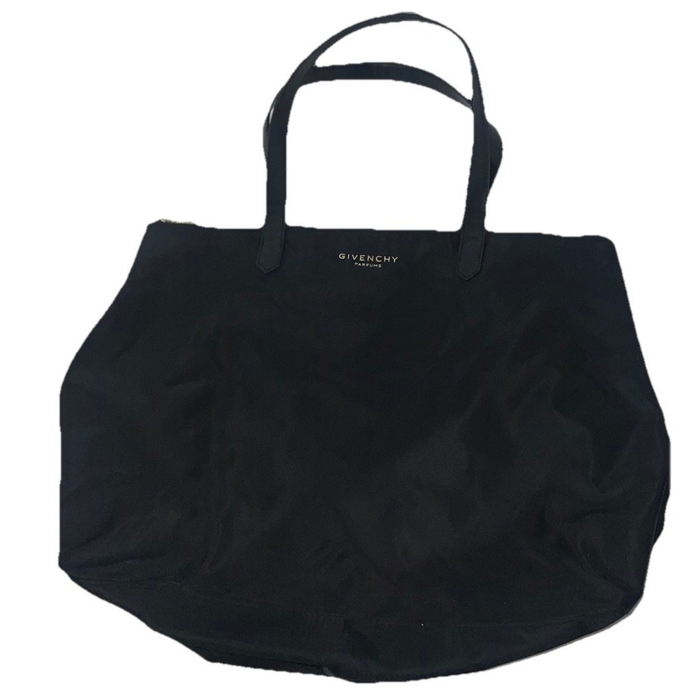 Givenchy Parfums Shiny Vinyl Black Tote Bag Womens Nylon Zippered Shoulder Bag